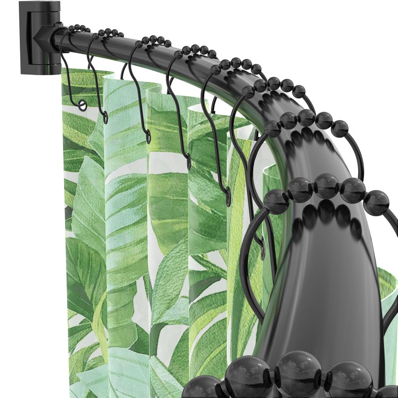 PrettyHome Curved Shower Curtain Rod For Bathroom 38-72 Inches, Adjustable Length, Curved Shower Rod, 0.9MM thickness, Round Shower Curtain Rods, Rotate Bracket For Large Shower Space, Need Drilling, Black - Image 1